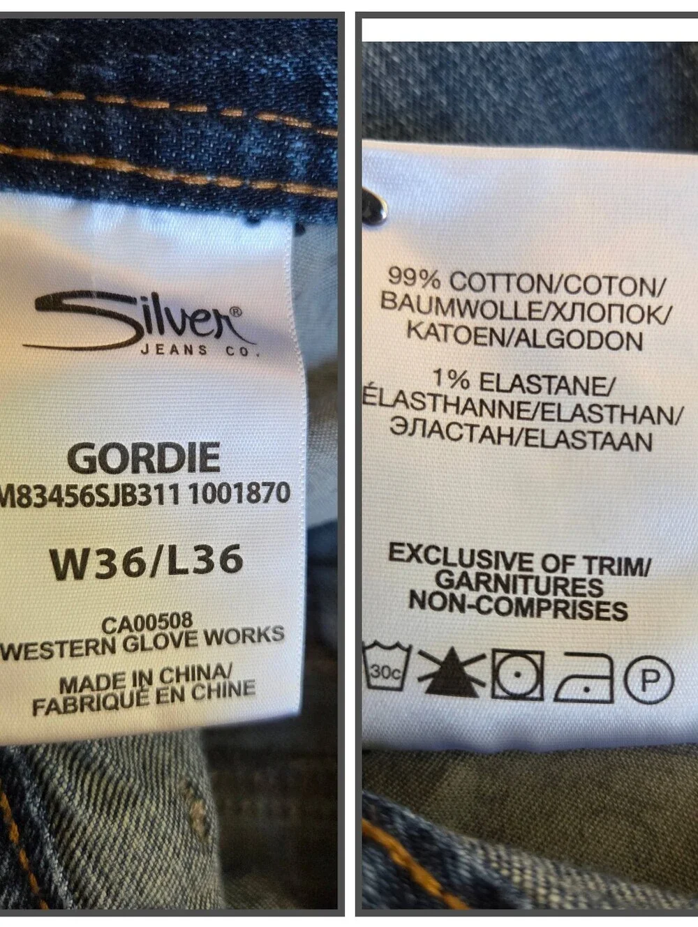 Silver Jeans Co Gordie EMC Selvedge Denim Jeans Size 36x36